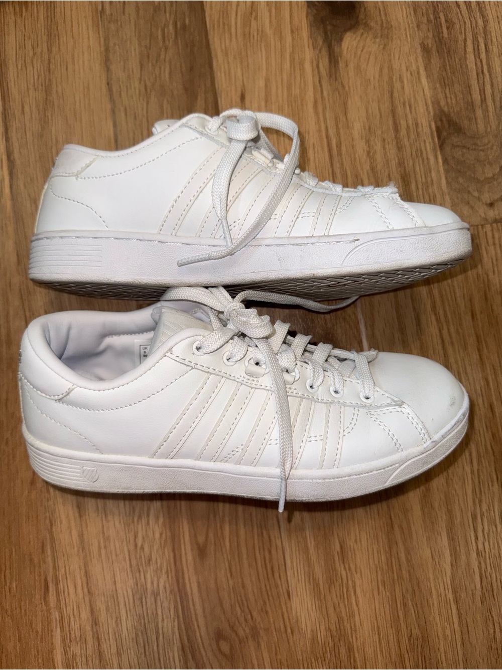 K-Swiss White Low-Top Leather Sneakers